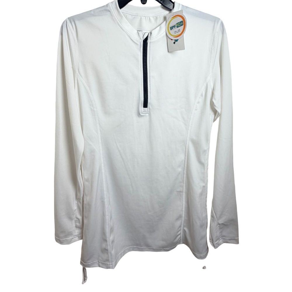 White UPF 50+ Quarter Zip Sun Shirt Long Sleeve-NWT-Medium